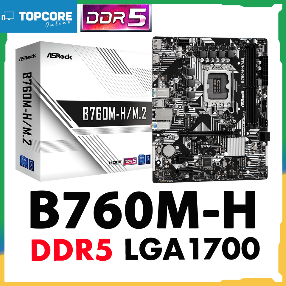 เมนบอร์ด ASRock Mainboard B760M-H/M.2 DDR5 LGA1700 B760M