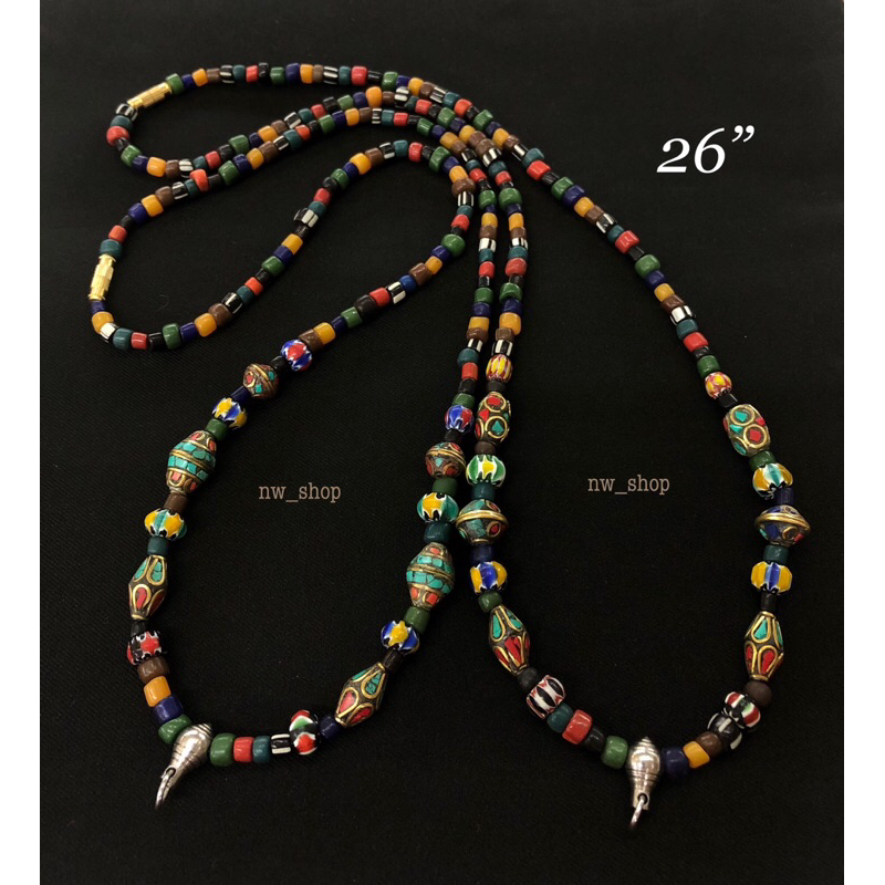 สร้อยคอลูกปัดหินสีเนปาล ยาว24” 26“