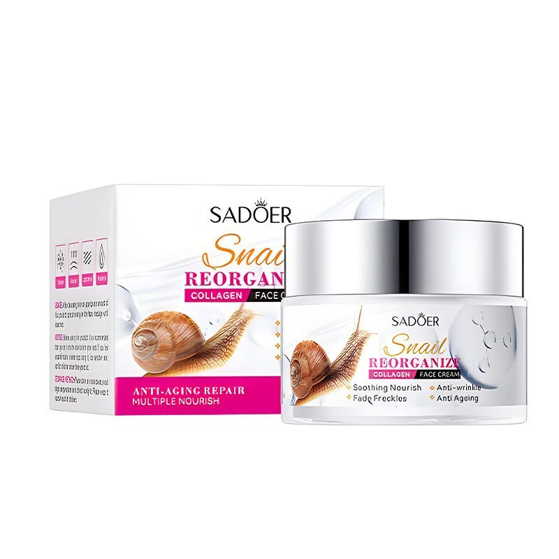 SADOER SNAIL RECONDIZE COLLAGEN FACE CREAM ขนาด 50 g. เนื้อครีม กระปุกขาวชมพู