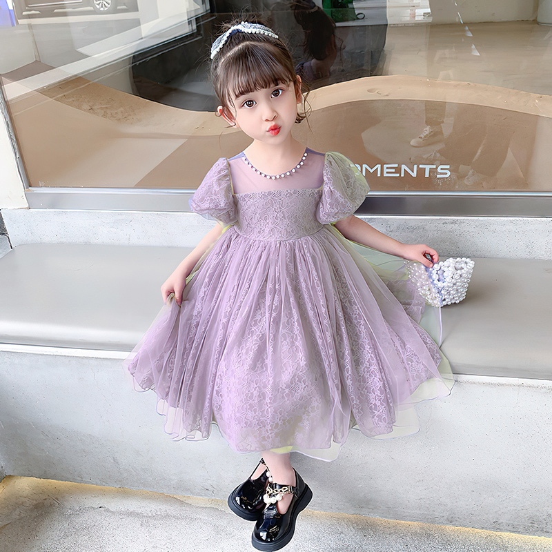 PRINCESS KESLI ชุดเดรสลูกไม้ แถมกิ้ฟติดผม ผ้าไม่แข็ง ไม่คัน 2-9 ขวบ