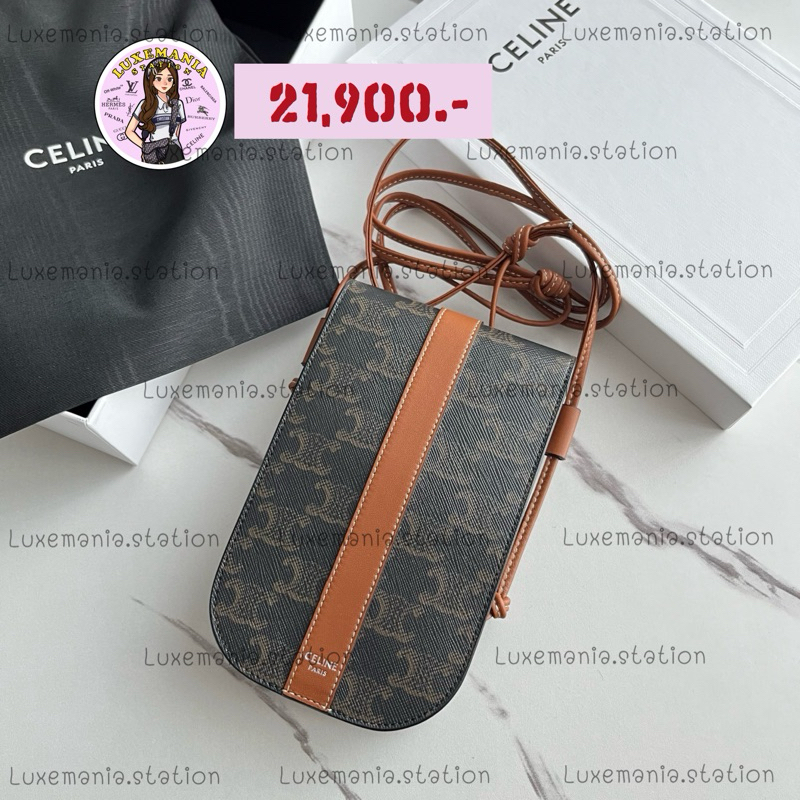 👜: New!! Celine Triomphe Phone Holder Bag ลายใหม่‼️ก่อนกดสั่งรบกวนทักมาเช็คสต๊อคก่อนนะคะ‼️