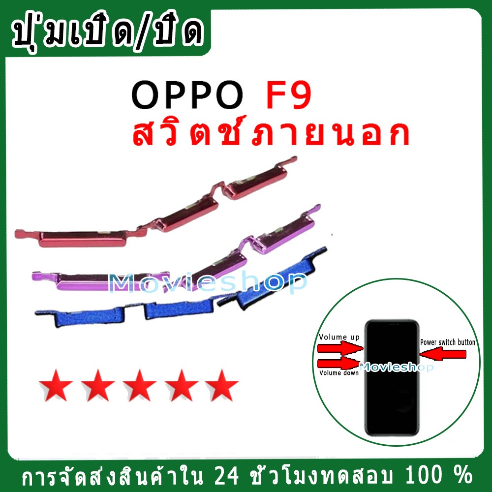 สวิตช์กุญแจภายนอก OPPO F9 ปุ่มเปิด/ปิด ปรับระดับเสียงขึ้นลง ปุ่มเพิ่มระดับเสียง ปุ่มลดระดับเสียง