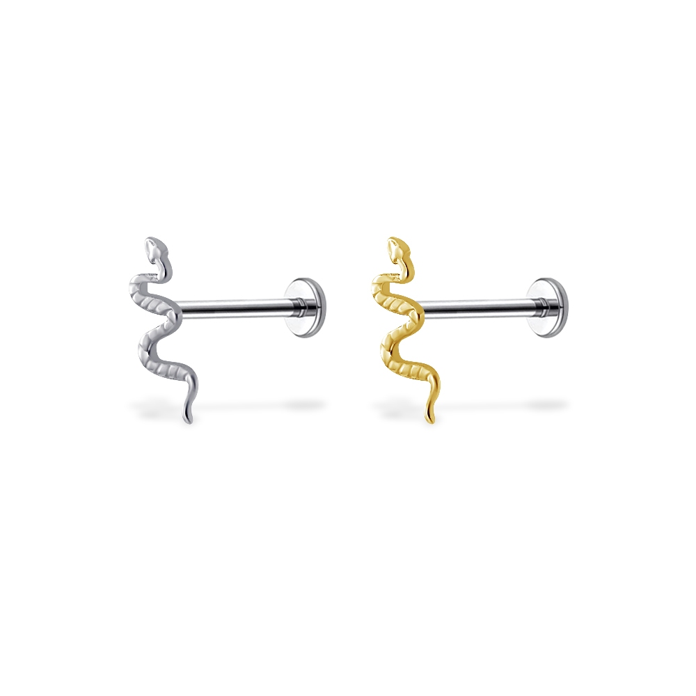 Piercingroom by Jay จิว/ต่างหูแป้นแบน สำหรับผิวแพ้ง่าย Snake Plain Titanium เกรดการแพทย์ (ราคาต่อชิ้น)