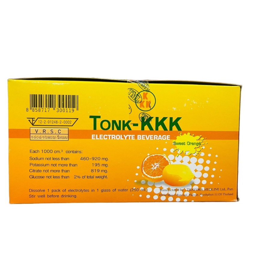 TONK-KKK Electrolyte  Beverage Sweet Orange  เครื่องดื่มเกลือแร่ รสส้ม ตราตอง-เค 25 กรัม [1 กล่อง] - รูปที่ 2