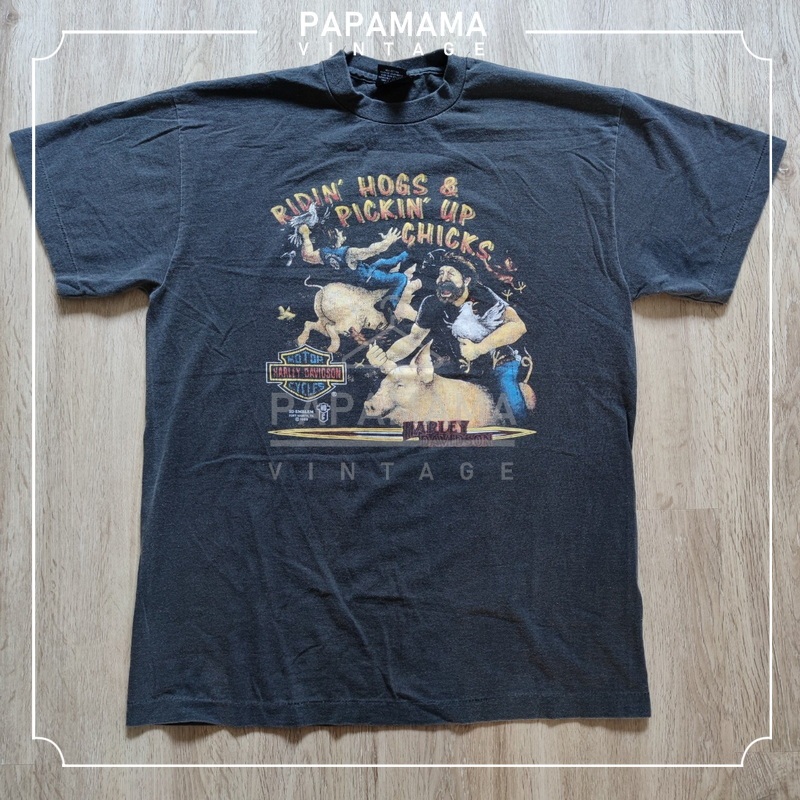 [ HARLEY - DAVIDSON ] ตอกปี @1989 ป้าย USA bio washed เสื้อวินเทจ เสื้อฮาร์เลย์ papamama vintage shirt