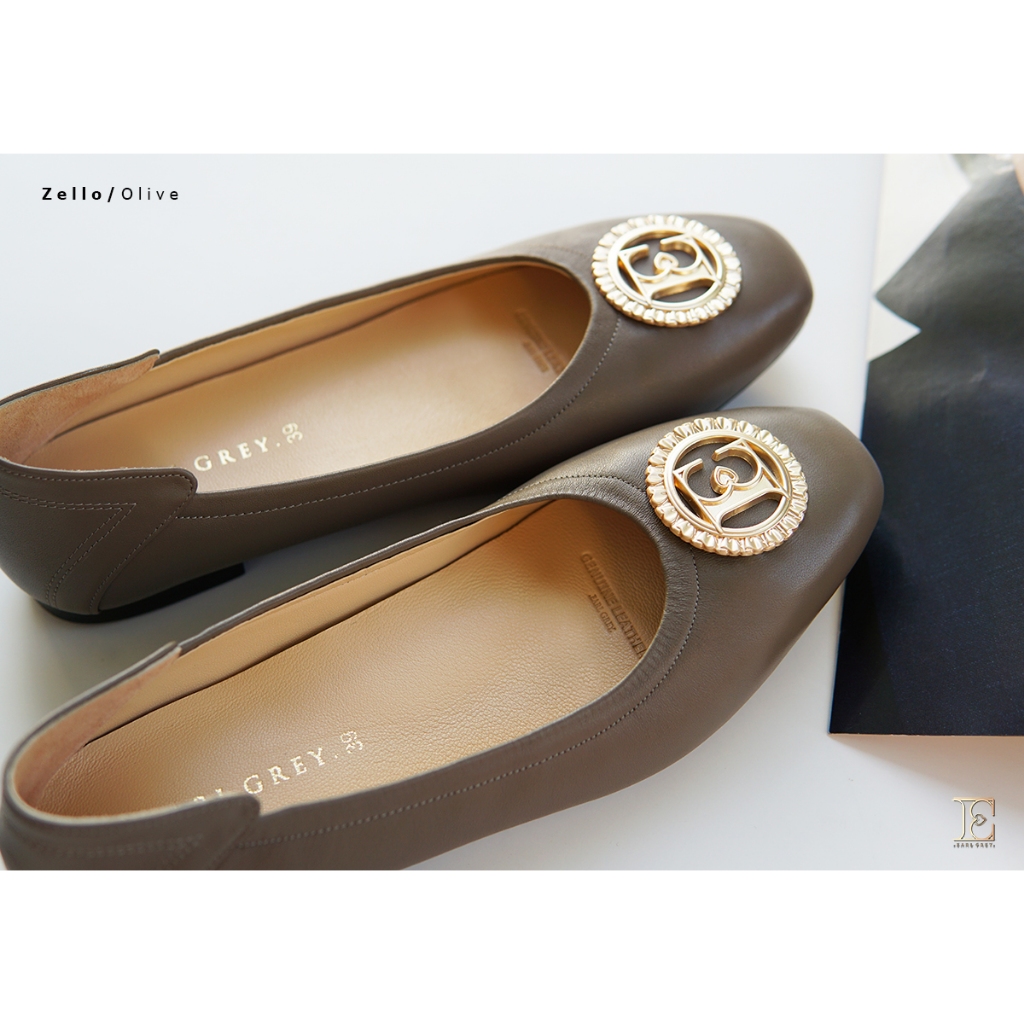 EARL GREY รองเท้าหนังแกะแท้  รุ่น Zello series in Olive (Removable Insole)