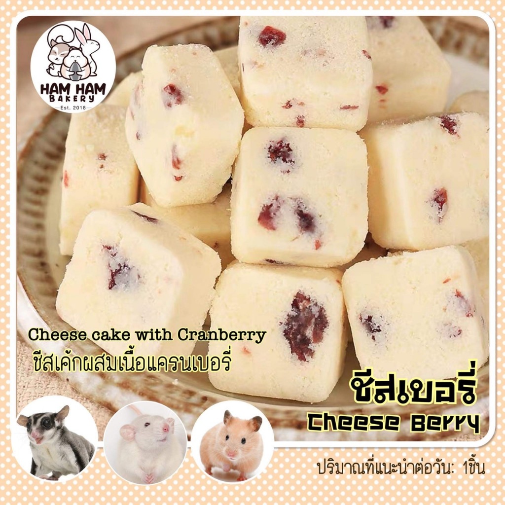 ชีสเค้กเนื้อเบอรี่ 3 ชิ้น (ham ham bakery) ขนมหนูแฮมเตอร์ ชูการ์ เเฟตเทล กระรอก ดอร์เม้าท์