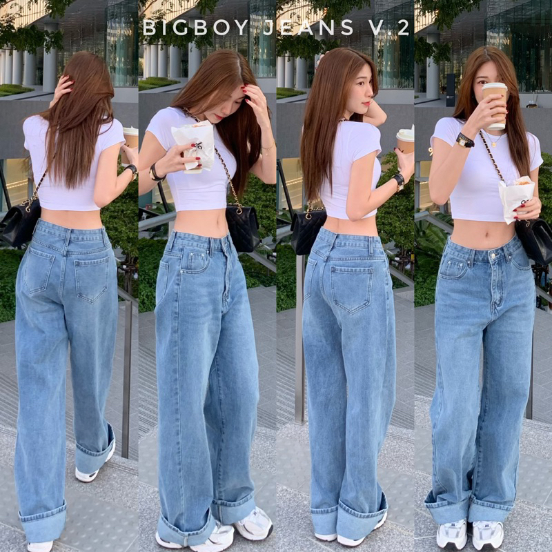 Bigboy jeans V.2 (990.-) กางเกงยีนส์ขากระบอกใหญ่ เอวสูง ผ้ายีนส์แท้หนานุ่ม ทรงสวยเท่