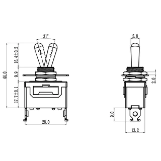1 ชิ้น สวิทช์สลับ สีเงิน ทอง SUCN -1021 ขนาด12 มม.2-pin on-off 15A 250V สวิตช์ไฟ e-ten1021