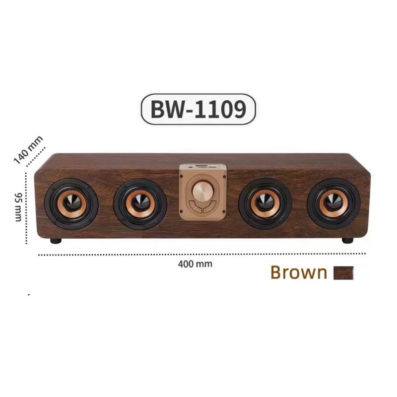 ลำโพงบลูทูธ BW-1109 เสียงทุ้มหนักแน่น ลำโพงลายไม้4ดอก