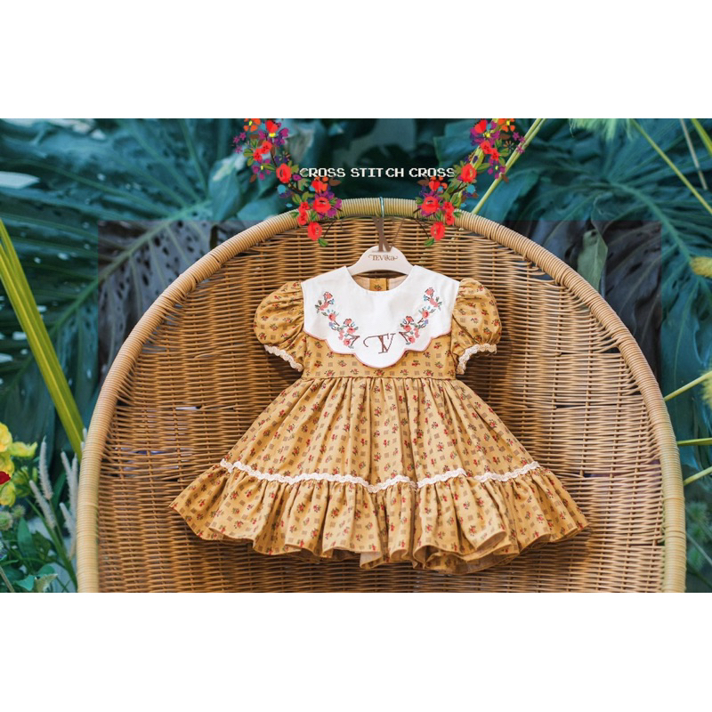 [NEWพร้อมส่ง]​ TEVIKA Vintage - เดรสฟูฟ่อง ลายดอท