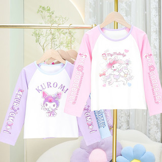 เสื้อยืดแขนยาว ผ้าฝ้าย ลายการ์ตูนคุโรมิ คอกลมแขนยาว ใส่สบาย สําหรับเด็กผู้หญิง