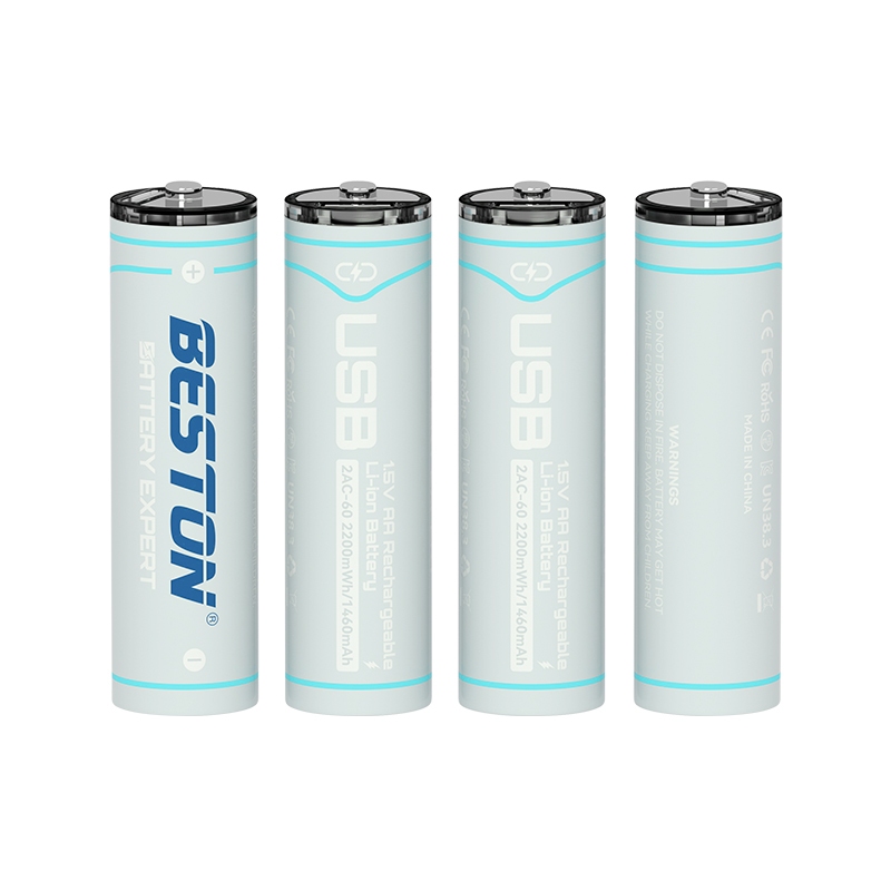 ถ่านชาร์จ BESTON AA 1.5V 2200MWH Type-c USB Li-ion Battery 4 ก้อน คุณภาพสูง ราคาถูก