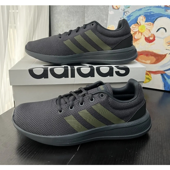 adidas neo Lite Racer 2.0 Sports shoes black and green ของแท้ 100%