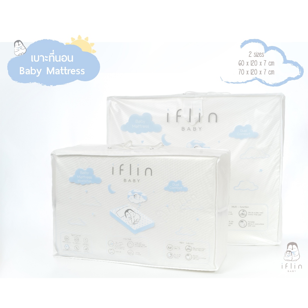 Iflin Baby - เบาะนอนเด็ก &amp; ที่นอนน้องอนุบาล - Dual Comfort Mattress (for Baby) - ของใช้เด็ก ที่นอนเด็ก ที่นอนทารก