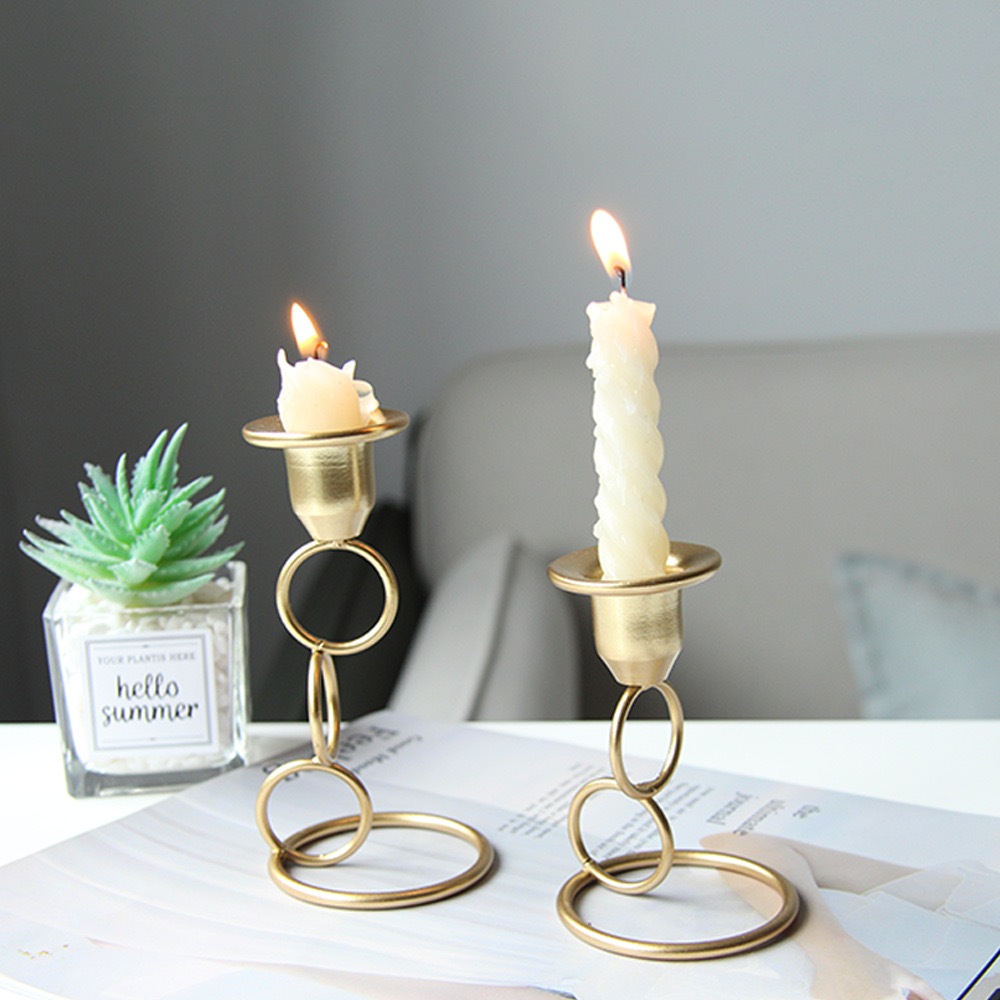 O•urHome [พร้อมส่ง]เชิงเทียนทรงกลมสีทองเหล็กนอร์ดิกNordic iron gold round candlestickของตกแต่งบ้าน เครื่องประดับบ้าน ตกแ