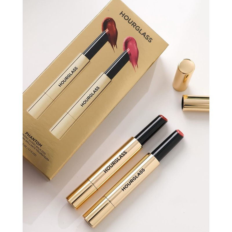 [เหลือง 1300 ฿/2300 ฿ เก็บโค้ดหน้าร้าน] พร้อมส่ง/แท้ (limited) Hourglass Phantom volumizing glossy balm duo