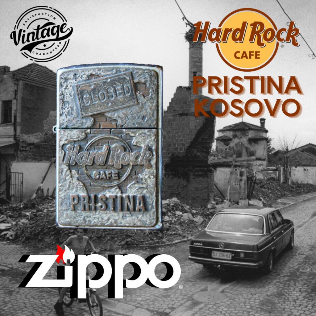 VINTAGE Zippo Hard Rock Pristina Kosovo, 100% ZIPPO Original from USA, used rare fired. Year 1999