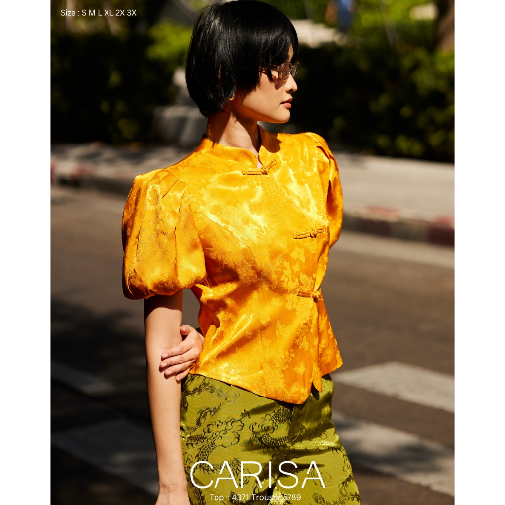 Carisa เสื้อตรุษจีนแบบใหม่ คอจีน แขนบอลลูน ดีไซน์ทันสมัย สำหรับใส่ออกงาน ผ้าไหมจีนเนื้ออย่างดี [4371] ราคา ถูกที่สุด ดีลบีเคเค แกลเลอรีภาพที่ 2