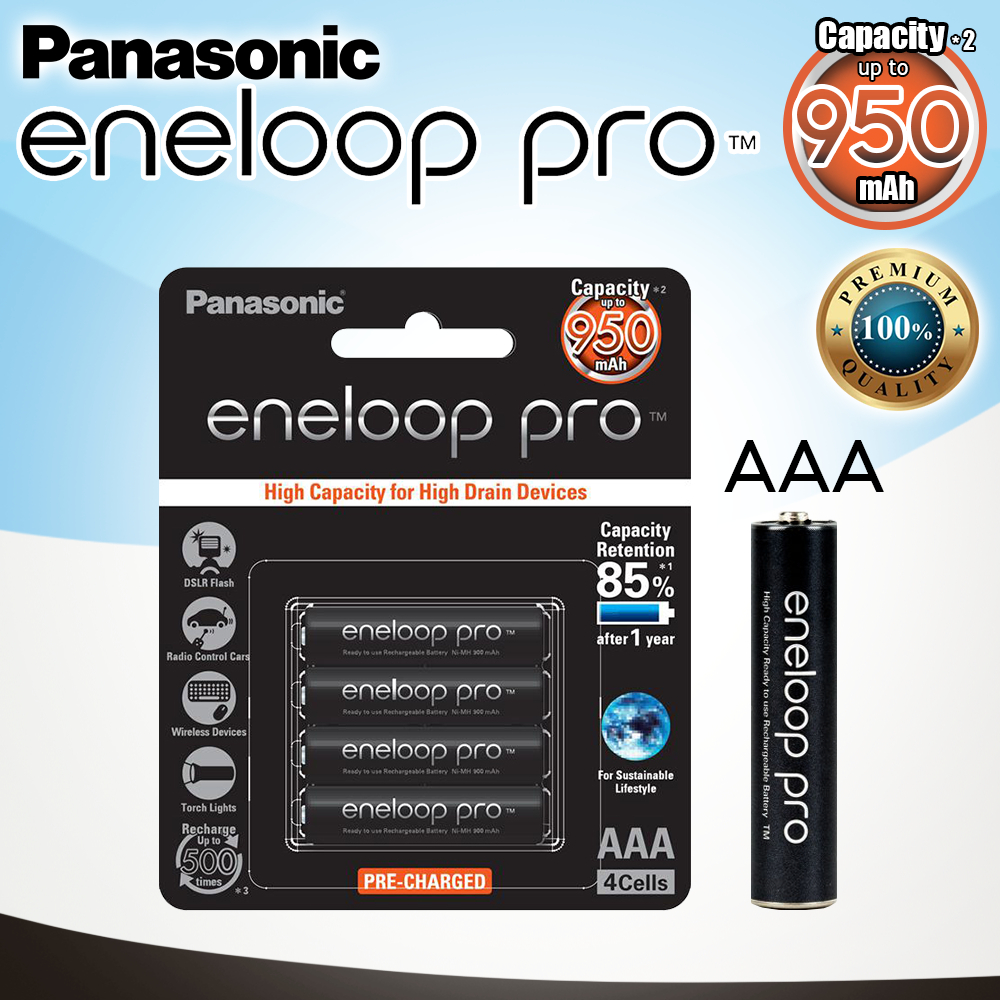 Panasonic eneloop Pro AAA  950mah  แพ็ค4ก้อน Rechargeable battery ถ่านชาร์จ
