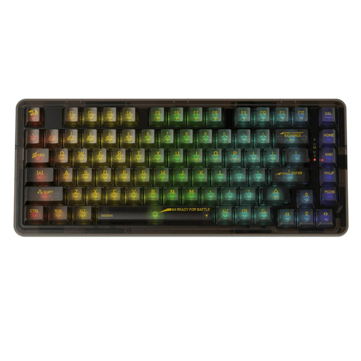 WIRELESS KEYBOARD (คีย์บอร์ดไร้สาย) REDRAGON ELF PRO K649 (BLACK TRANSPARENT)