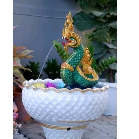 พญานาคพร้อมชุดอ่างและปั้มน้ำ สูง 100  กว้าง 50 cm