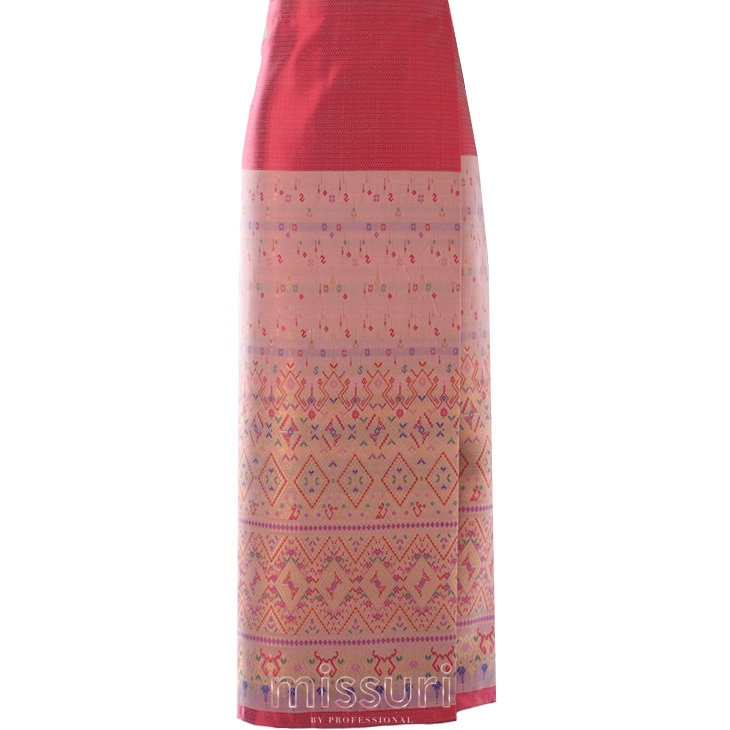 ผ้าถุงสำเร็จรูปสีชมพูลายไทยแบบเรียบหรู ป้ายข้างติดตะขอ ผ้าไหม ผ้าซิ่น ผ้าถุง กระโปรง สินค้าพร้อมส่ง