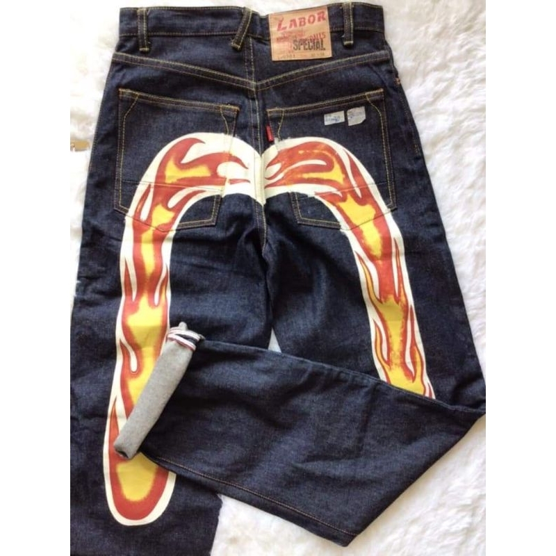 กางเกงยีน Evisu labor ลายไฟหายาก🔥🔥🔥 Made in japan