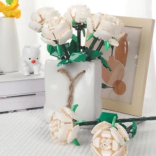 ดอกกุหลาบ ดอกกุหลาบ DIY ตัวต่อดอกไม้ ช่อดอกไม้ ของขวัญวันวาเลนไทน์ ของขวัญสําหรับแฟน（ไม่รวมริบบิ้น）