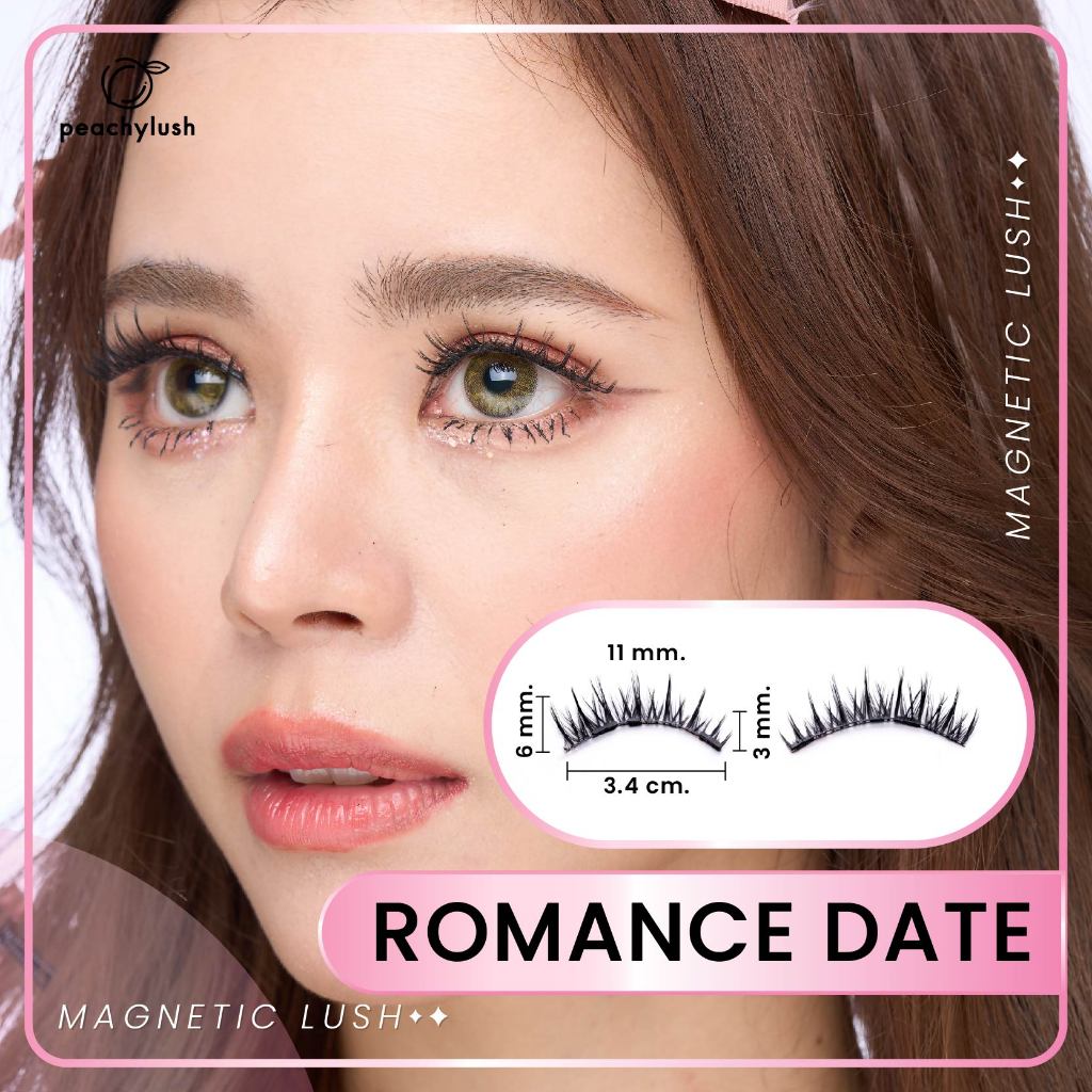 (เฉพาะขนตา ไม่มีคลิปหนีบ) ขนตาแม่เหล็ก Peachy Lush รุ่น ROMANCE DATE