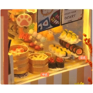 บ้านจิ๋ว DIY รุ่น ร้าน ซูชิ ขนมหวาน ไอศครีม ร้านเค้ก ร้านดอกไม้ จีนโบราณ บ้านตุ๊กตา DIY mini