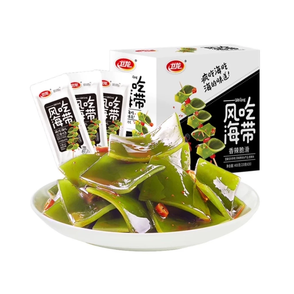 สาหร่าย หม่าล่า เพิ่มปริมาณ 30% ซองใหญ่คุ้ม เว่ยหลง สาหร่ายทะเล 1กล่อง20ซอง Weilong 卫龙海带