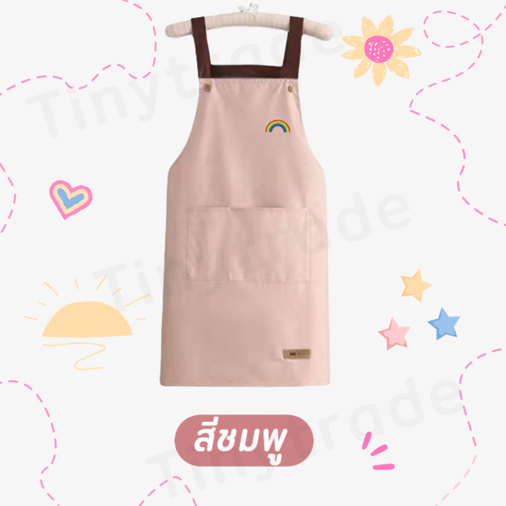 ผ้ากันเปื้อนทำอาหาร กันเปื้อนกันน้ำ  Apron  ผ้าระบายได้ดีสวมสบายไม่ร้อน ร้านกาแฟ พร้อมส่ง - รูปที่ 5