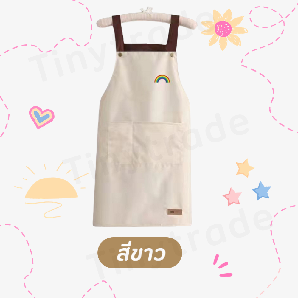 ผ้ากันเปื้อนทำอาหาร กันเปื้อนกันน้ำ  Apron  ผ้าระบายได้ดีสวมสบายไม่ร้อน ร้านกาแฟ พร้อมส่ง - รูปที่ 6