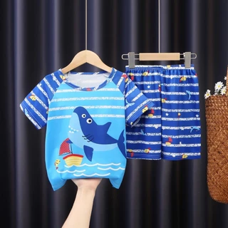 ชุดนอนเด็กแขนสั้นขาสั้นลายใหม่น่ารัก สีสันสดใส นื้อผ้าใส่สบาย