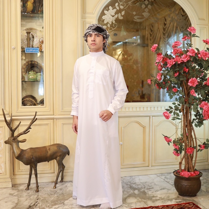 ชุดโต๊ปชาย AL-ASEEL ( 57 ) Premier เนื้อผ้าคอตตอนแท้ 100% เเขนยาว สำหรับความสูง 180 CM+(แขนกระดุม) พร้อมกล่อง รุ่น TOA91