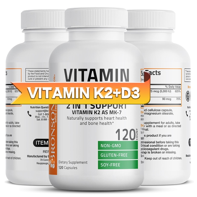 อาหารเสริมวิตามิน K2+D3 - 5000 IU วิตามิน D3 และ 90 mcg วิตามิน K2 MK-7 - วิตามิน D และ K คอมเพล็กซ์