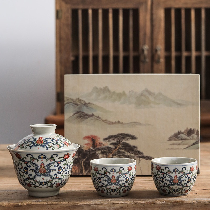 ก้ายหว่านย้อนยุคแบบจีโบราณ110ml 中式复古盖碗110ml Chinese Retro Teapot (KaiWan)110ml