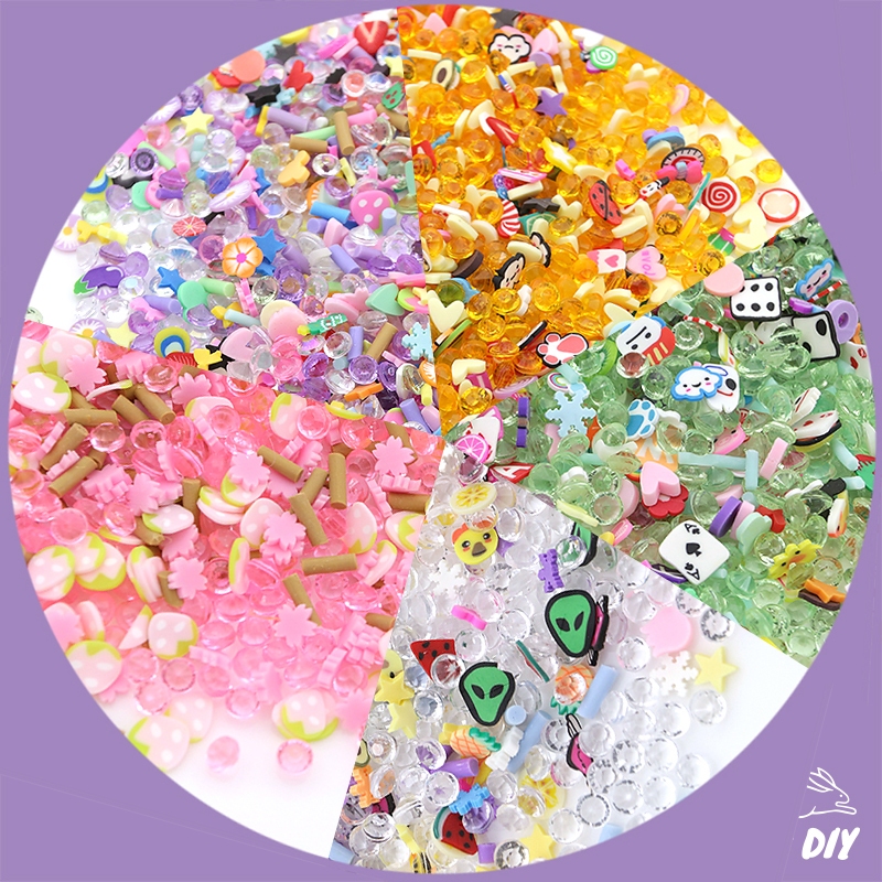 ฟีโม่ Fimo กลิตเตอร์ ยางรูปแบบต่างๆ ผสมผลึกใส มี 5 โทนสี แพ็ก 10 กรัม