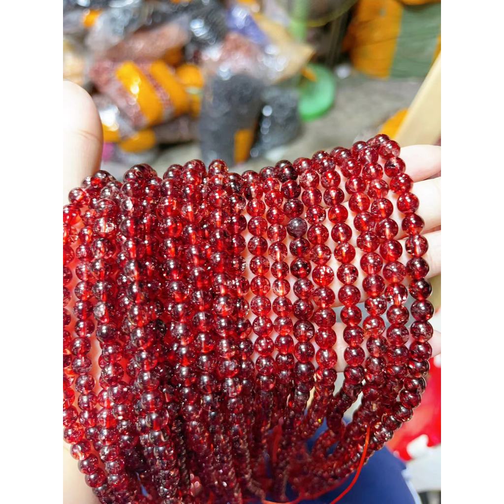 สร้อยข้อมือคริสตัลสามวงกลมขนนกฟีนิกซ์สีแดงธรรมชาติ