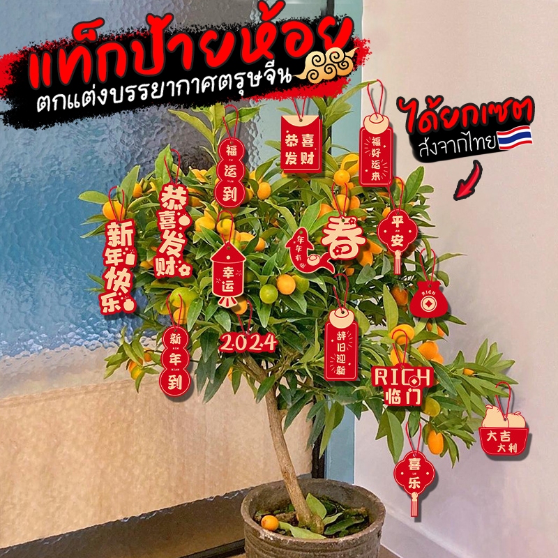 (ส่งจากไทย)🧧 เซตป้ายห้อยอักษรมงคลตรุษจีน ตกเเต่งเทศกาล ป้ายแท็กตกแต่งวันตรุษจีน แต่งต้นไม้