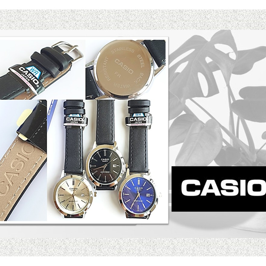 CASlO ฟรีกล่อง นาฬิกาข้อมือคาสิโอ้ สายหนัง นาฬิกาcasio มีวันที่ นาฬิกาควอตซ์ผู้ชายและผู้หญิง ระบบเข็ม RC614