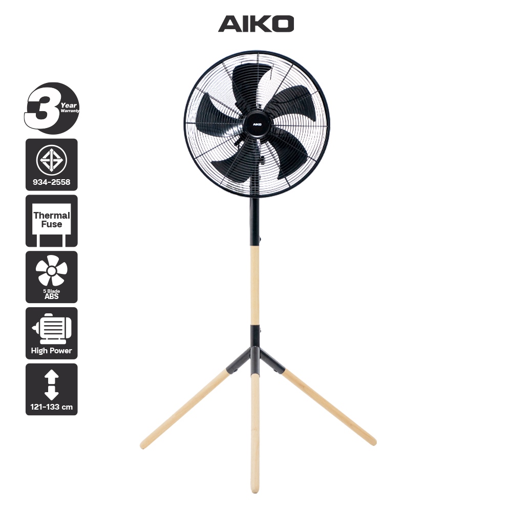 AIKO FD-40ME พัดลมไม้ Wooden Legs ใบพัดพลาสติก 16 นิ้ว เทอรโมฟิวส์ ***รับประกันมอเตอร์3ปี ***มอก.