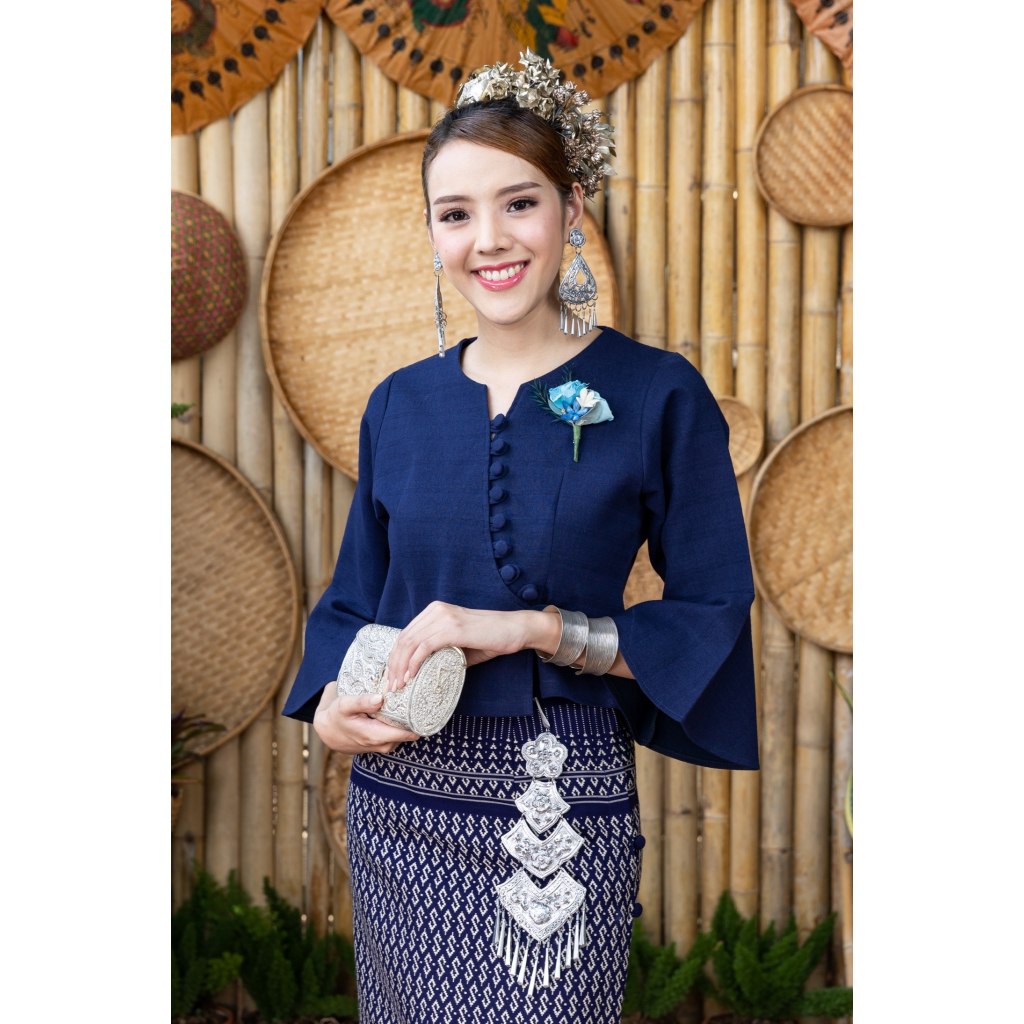 เสื้อผ้าฝ้ายพื้นเมือง รุ่น ดาวเรืองอัดกาวDD204