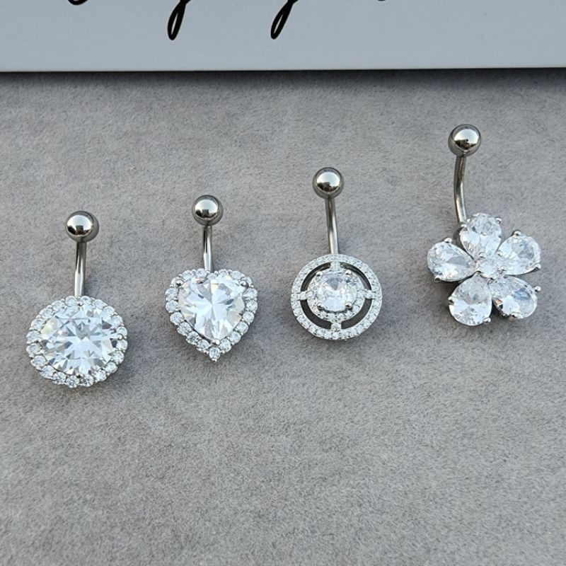 *พร้อมส่ง*จิวสะดือ จิวหัวใจ จิวเพชร งานสแตนเลสแท้