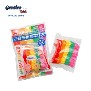 Dentfine-ไหมขัดฟันเด็ก แบบมีด้ามจับ สีสันสดใส แพ็ค50ชิ้น