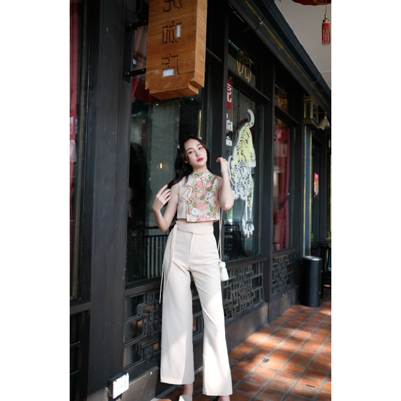 JINGJING ROSE TOP AND PANTS(ส่งทันตรุษจีน)
