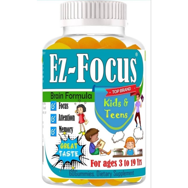Ez Focus Brain Formula for Kids and Teens, 60 Chewable Gummies