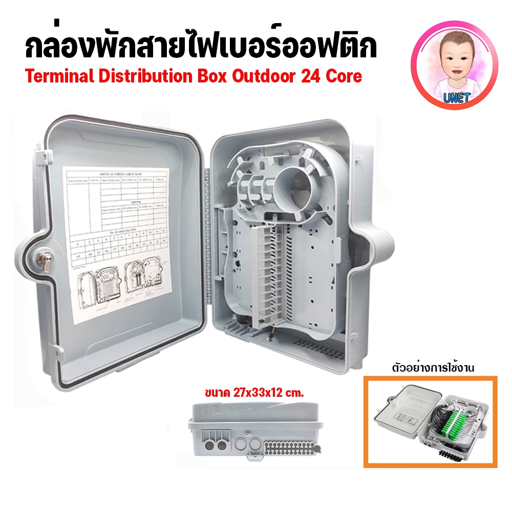 ตู้เเยกสายไฟเบอร์ออฟติก กล่องพักสาย Fiber Optic Box กล่องสำหรับพักจุดเชื่อมต่อสายไฟเบอร์ออฟติก 24 Co