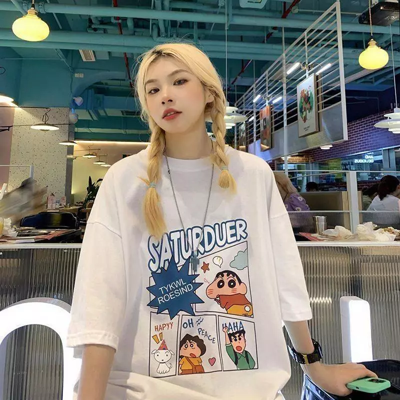 เสื้อยืดแขนสั้นคอกลม เสื้อแฟชั่น สกรีนลายน่ารัก ชายหญิง ES03